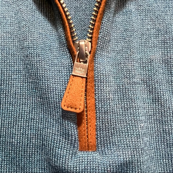 PETER MILLAR Merino Wool Silk blend Quarter Zip Long Sleeve Pullover Medium Teal - Picture 3 of 8